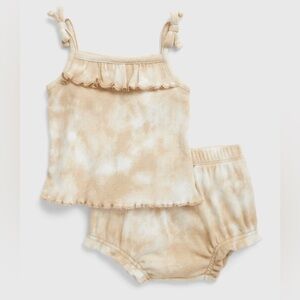 GAP Baby Newborn 100% Organic Cotton Ribbed Ruffle Tie Dye Two-Piece Outfit Set